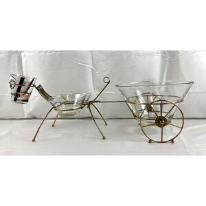 Vintage 50s Gay Fad Horace Donkey Chip & Dip Set MCM Serving Glass & Metal Rare
